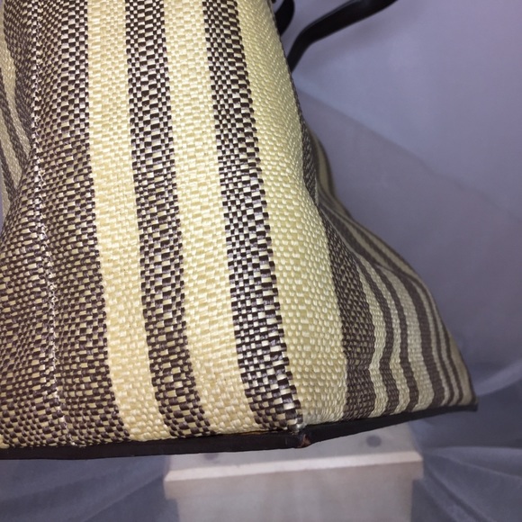 Cole Haan Striped Leather Straw Large Tote - Picture 10 of 14